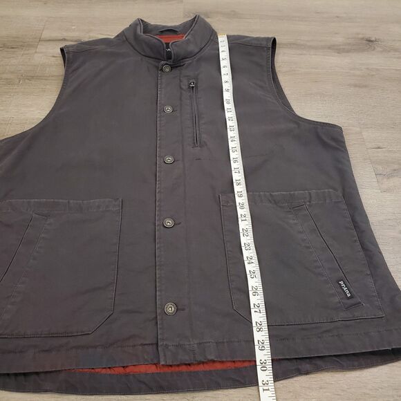 PrAna Mens Trembly Canvas Chore Vest Quilted Gray XXL Workwear Barn Coat Gorp - Picture 9 of 13